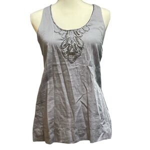 Banana Republic Silver Embellished Sleeveless Tank Top
